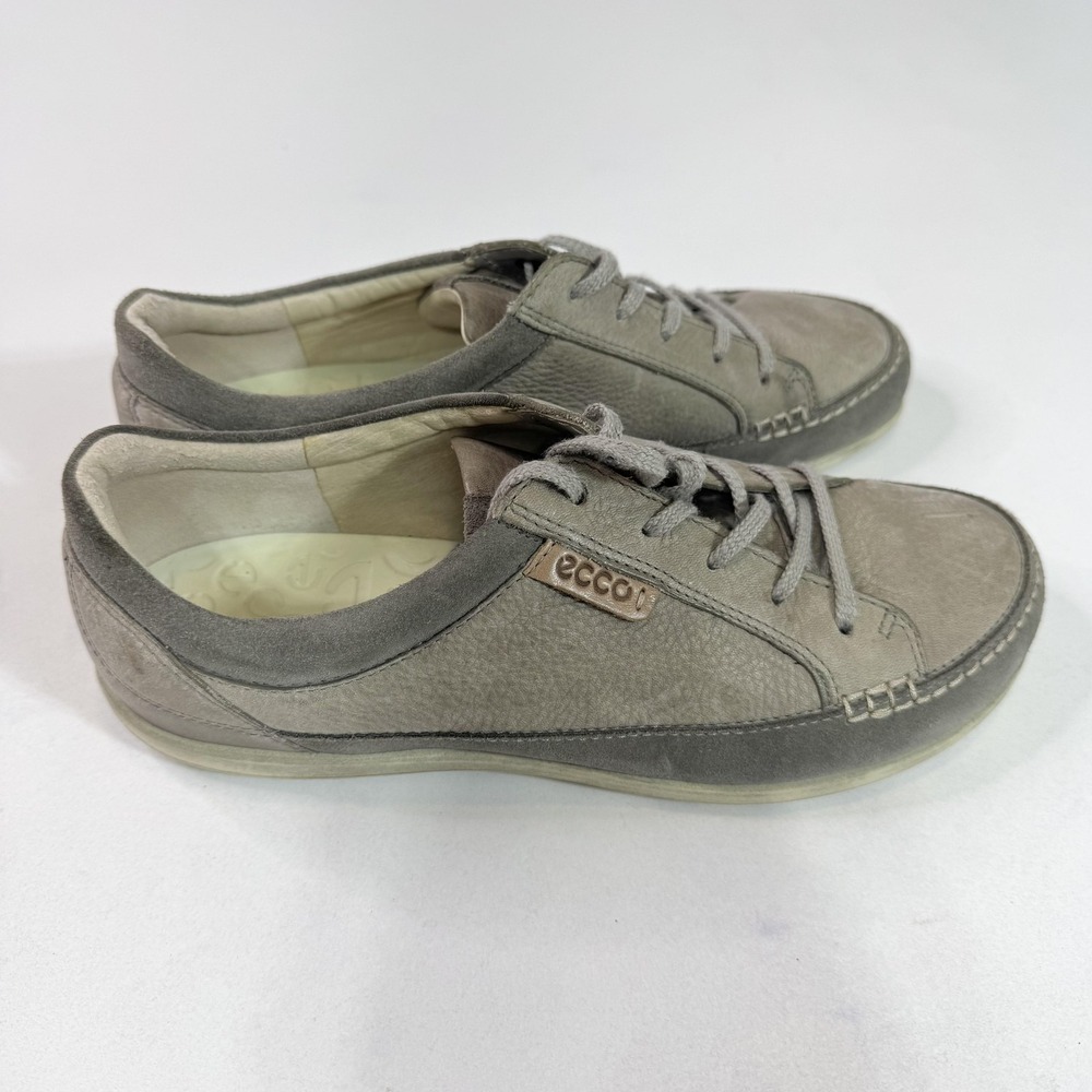 Ecco Shoes Womens Size 39 Gray Leather Low Top Comfort Lace Up Casual Walking
